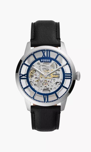 Fossil Townsman Automatic Silver Leather Watch ME3098
